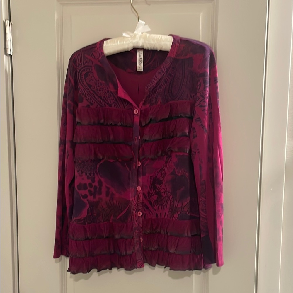 Pink and Purple Button-Up cardigan